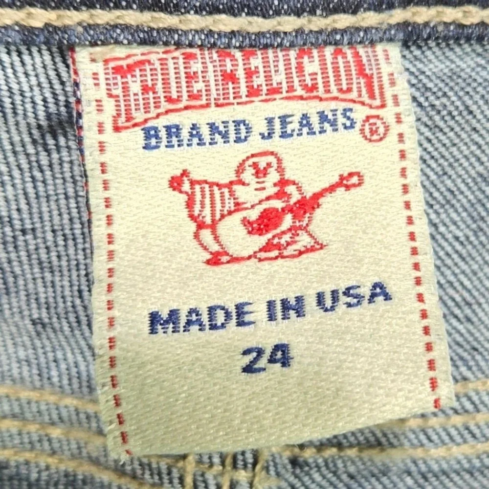 True Religion Carpenter Jeans Brianna Utility Slim Straight Dark Wash Womens 24 - Picture 9 of 15